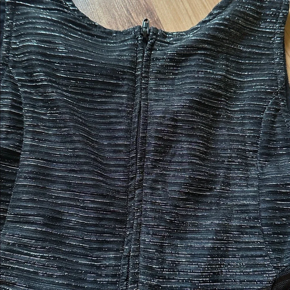 The Children's Place Girls Black Silver‎ Stripe Party Dress Size M 7/8